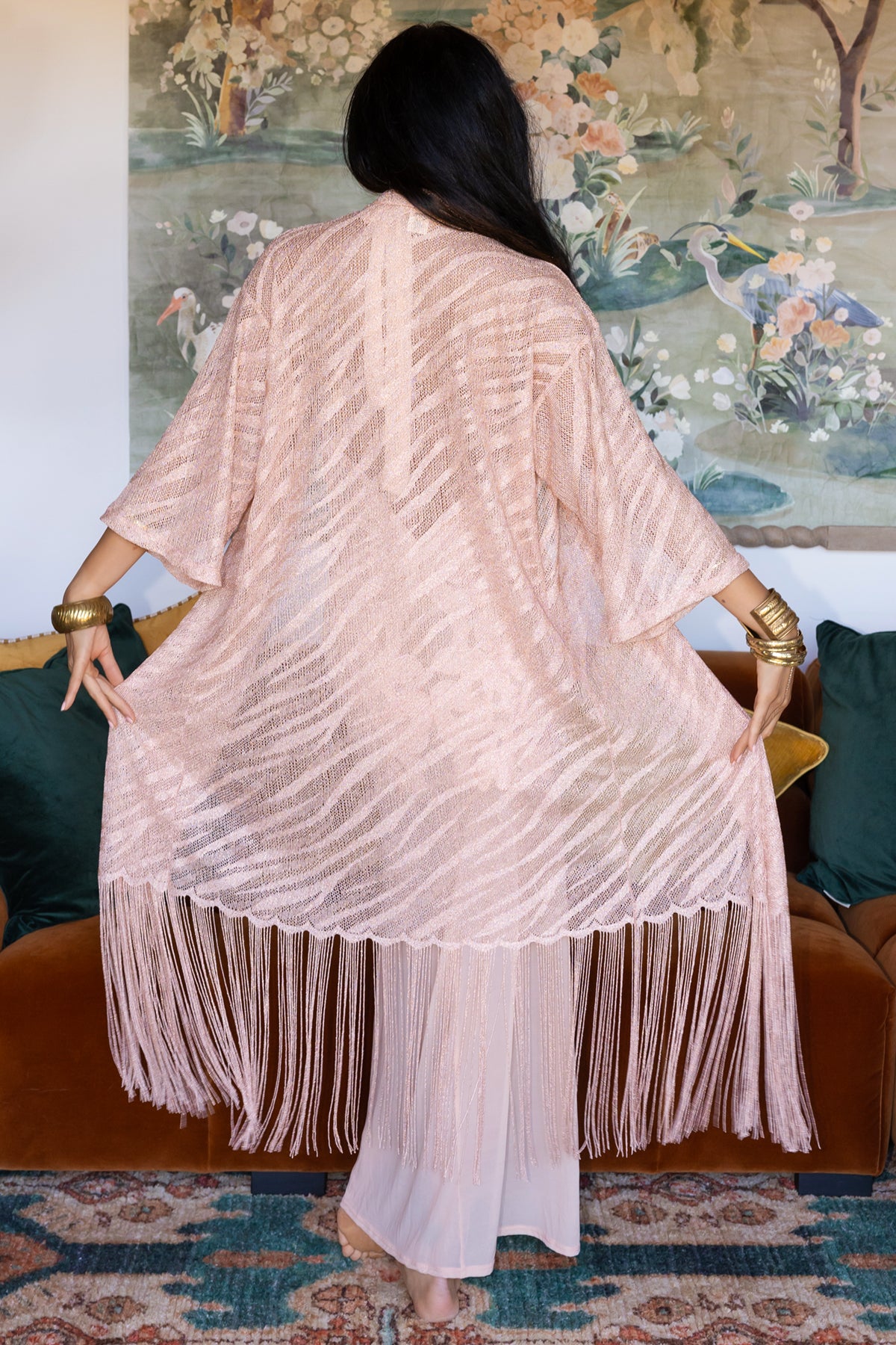 FRINGE ROBE - ROSE GOLD SHIMMER