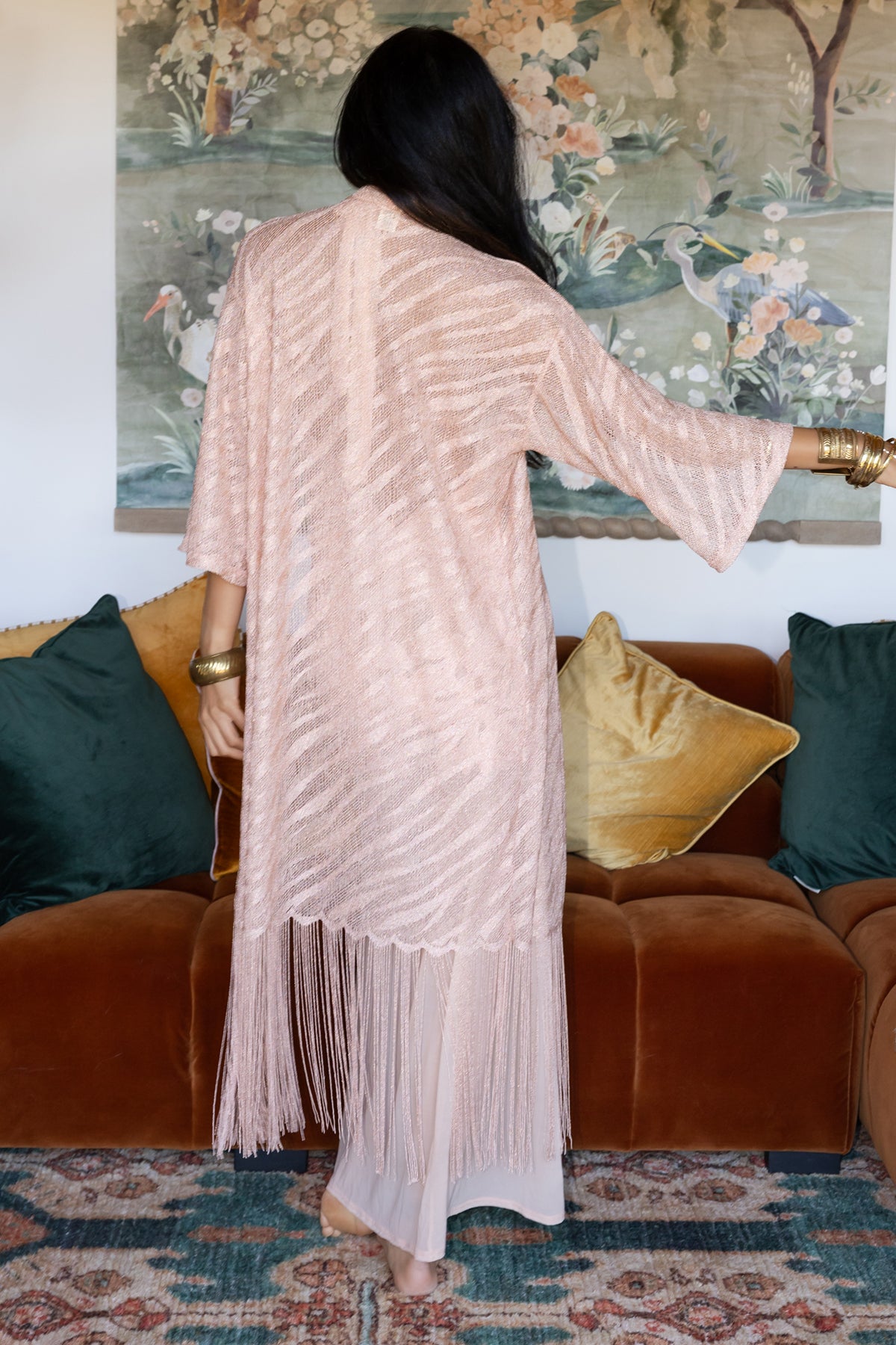 FRINGE ROBE - ROSE GOLD SHIMMER