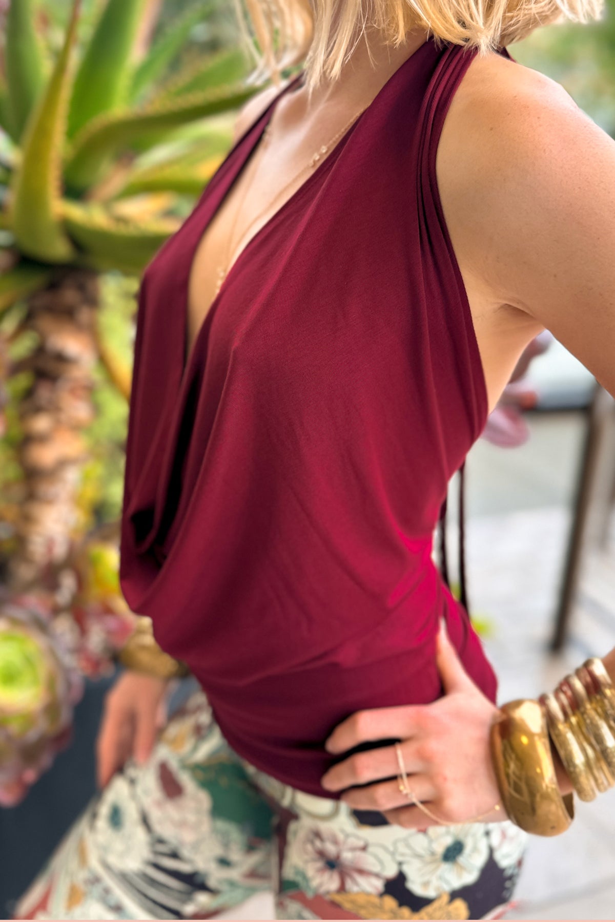 COWL TOP - GARNET