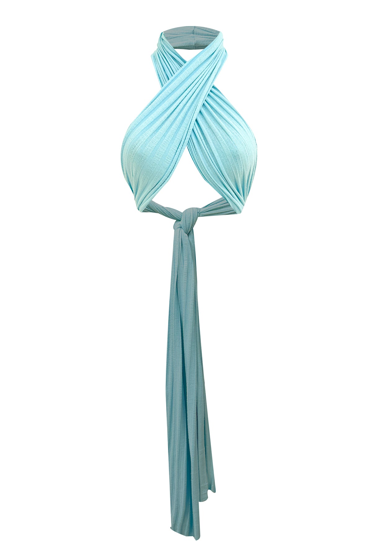 CROSS HALTER TOP - AZURE KNIT