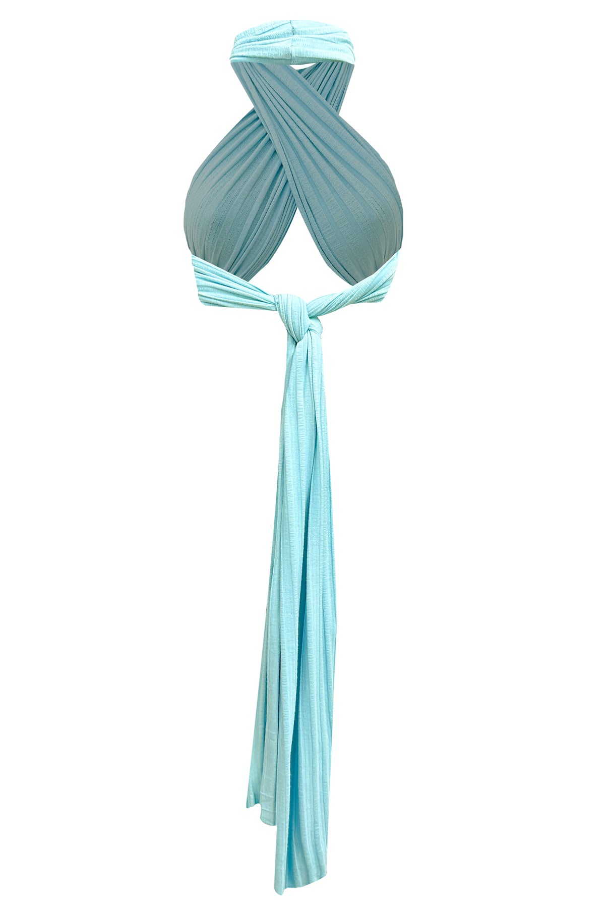 CROSS HALTER TOP - AZURE KNIT