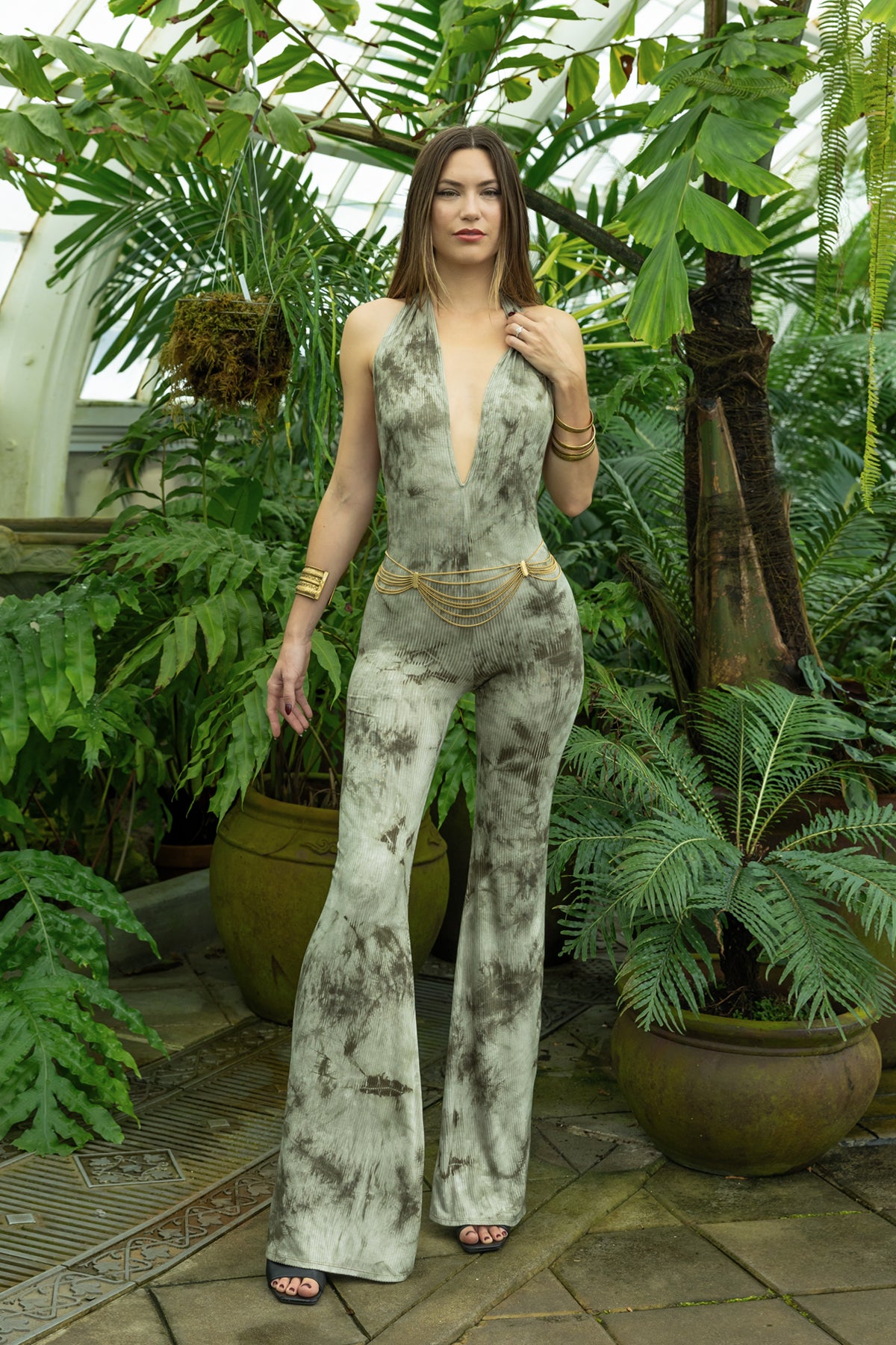 BELLE JUMPSUIT - OLIVE TIE DYE