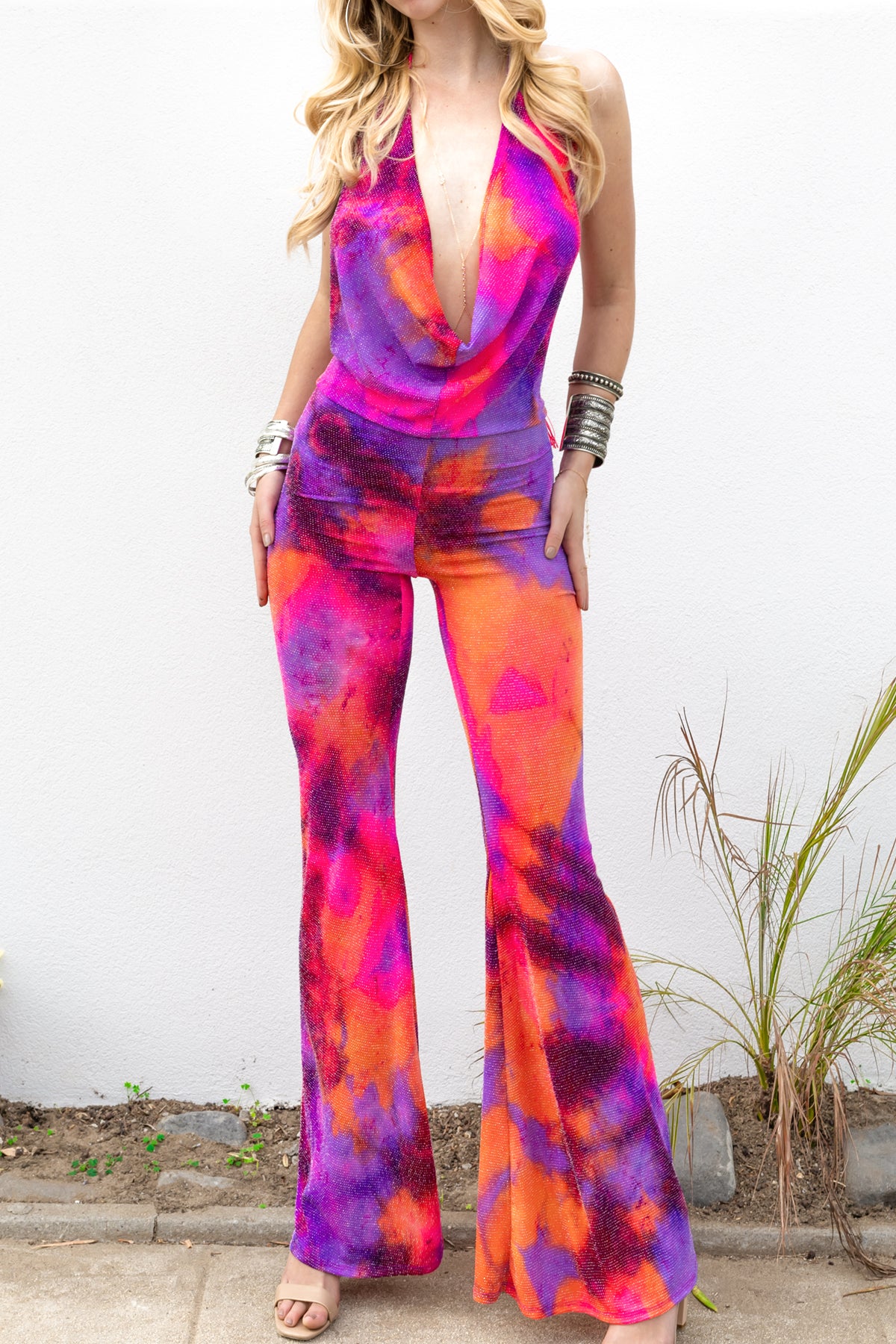 THE JUMPSUIT - PINK SHIMMER TIE DYE