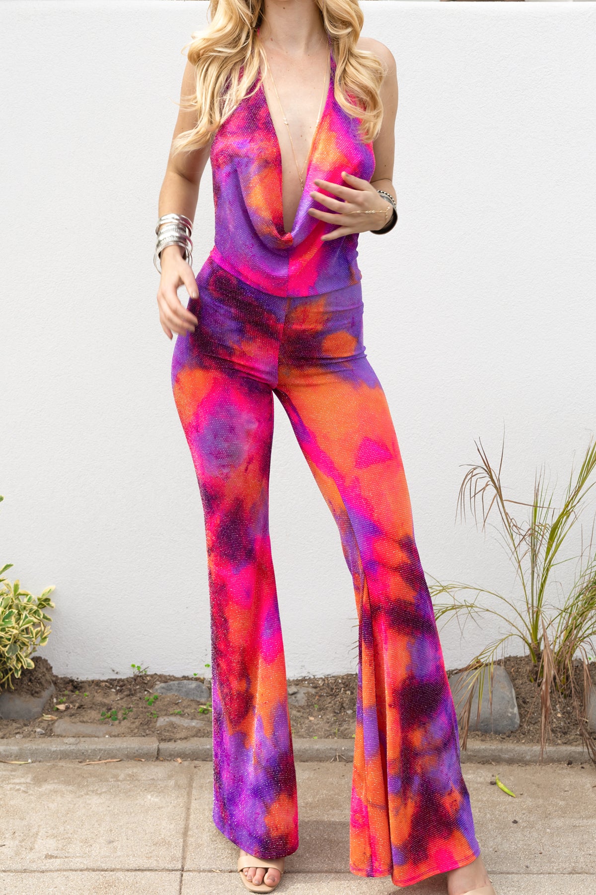 THE JUMPSUIT - PINK SHIMMER TIE DYE