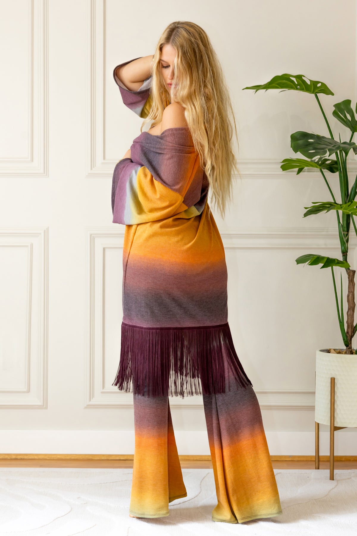FRINGE ROBE - WARM RAINBOW