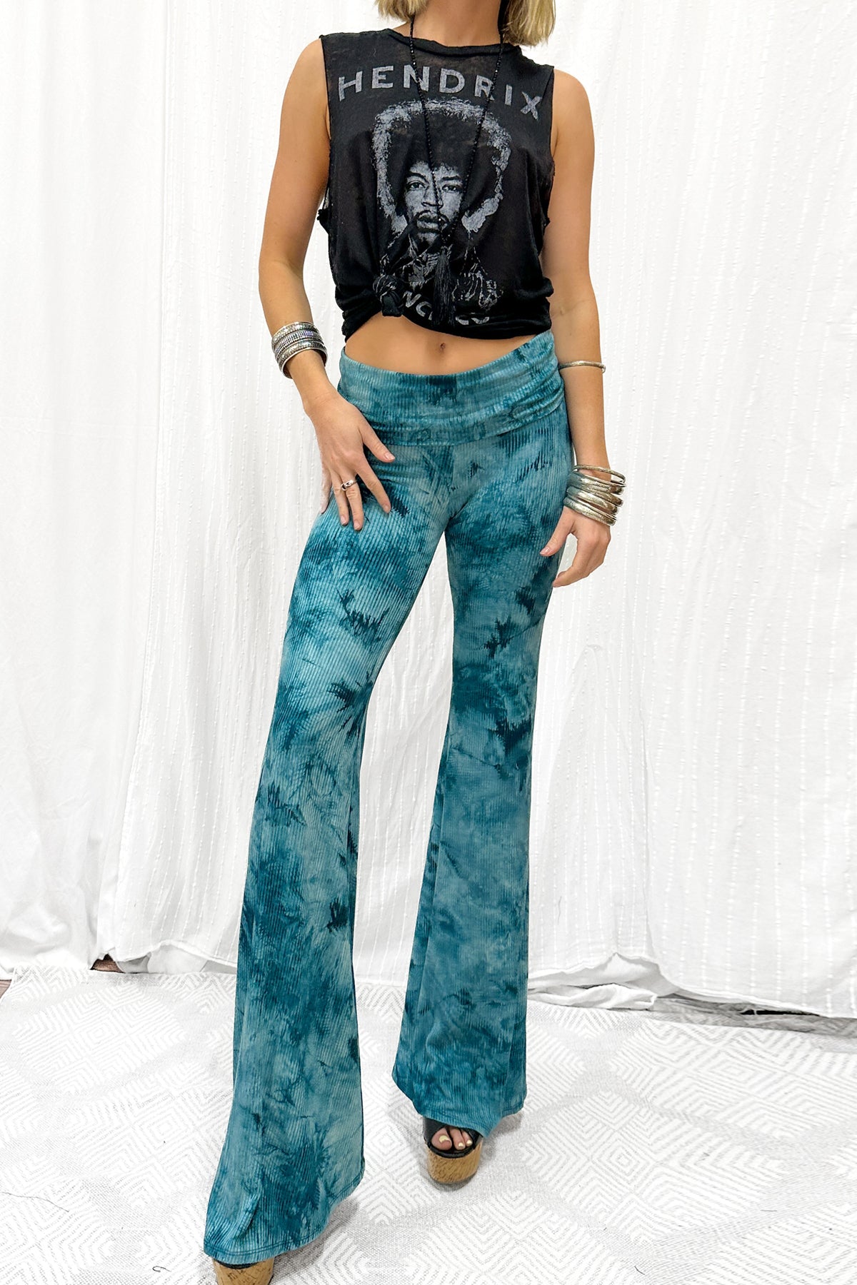 TEMPLE PANT - TEAL TIE DYE