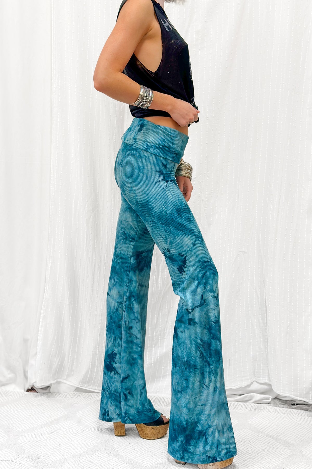 TEMPLE PANT - TEAL TIE DYE